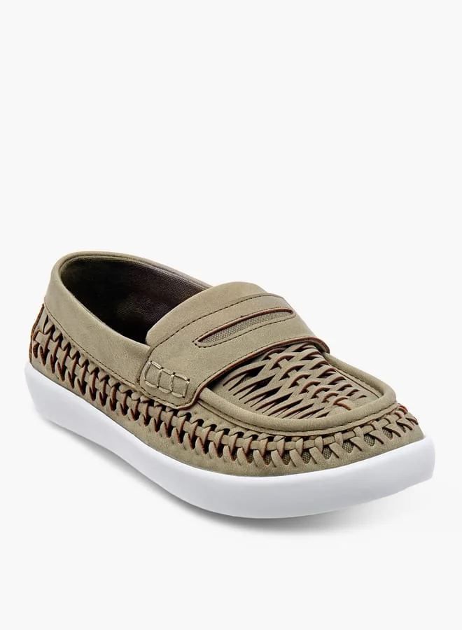 Mister Duchini Boys Weave Textured Slip-On Loafers