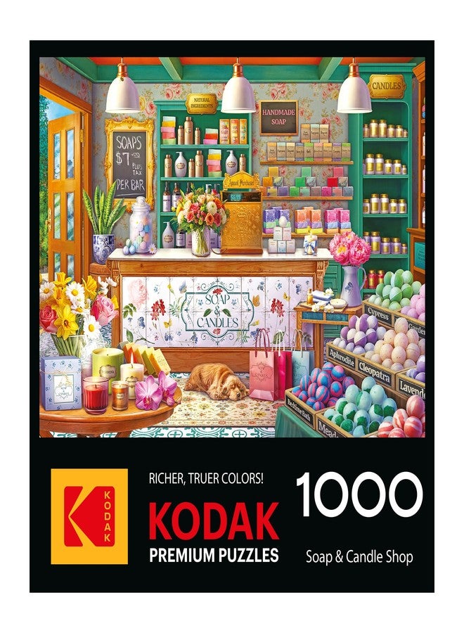 روز آرت - كوداك بريميوم - أحجية تركيب الصور (بازل) 1000 قطعة للبالغين - متجر صابون وشموع - بوتيك مريح مع أزهار وشموع وكرات استحمام فوارة - مشهد ديكور منزلي مريح - 26.625 × 19.25 بوصة - Image 4