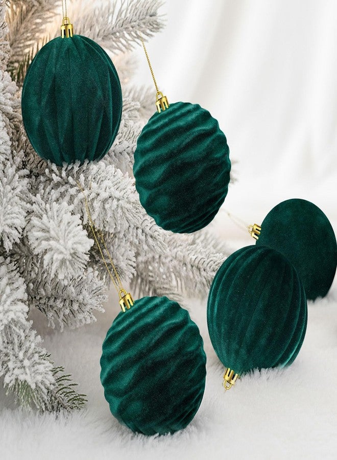 Liliful 12 Pcs Velvet Christmas Ornaments Balls, 4 Inch Flocked Plastic Christmas Tree Ball Shatterproof Hanging Ornaments Decorations for Xmas Tree Vintage Holiday Rustic Home Decor(Dark Green) - Image 5