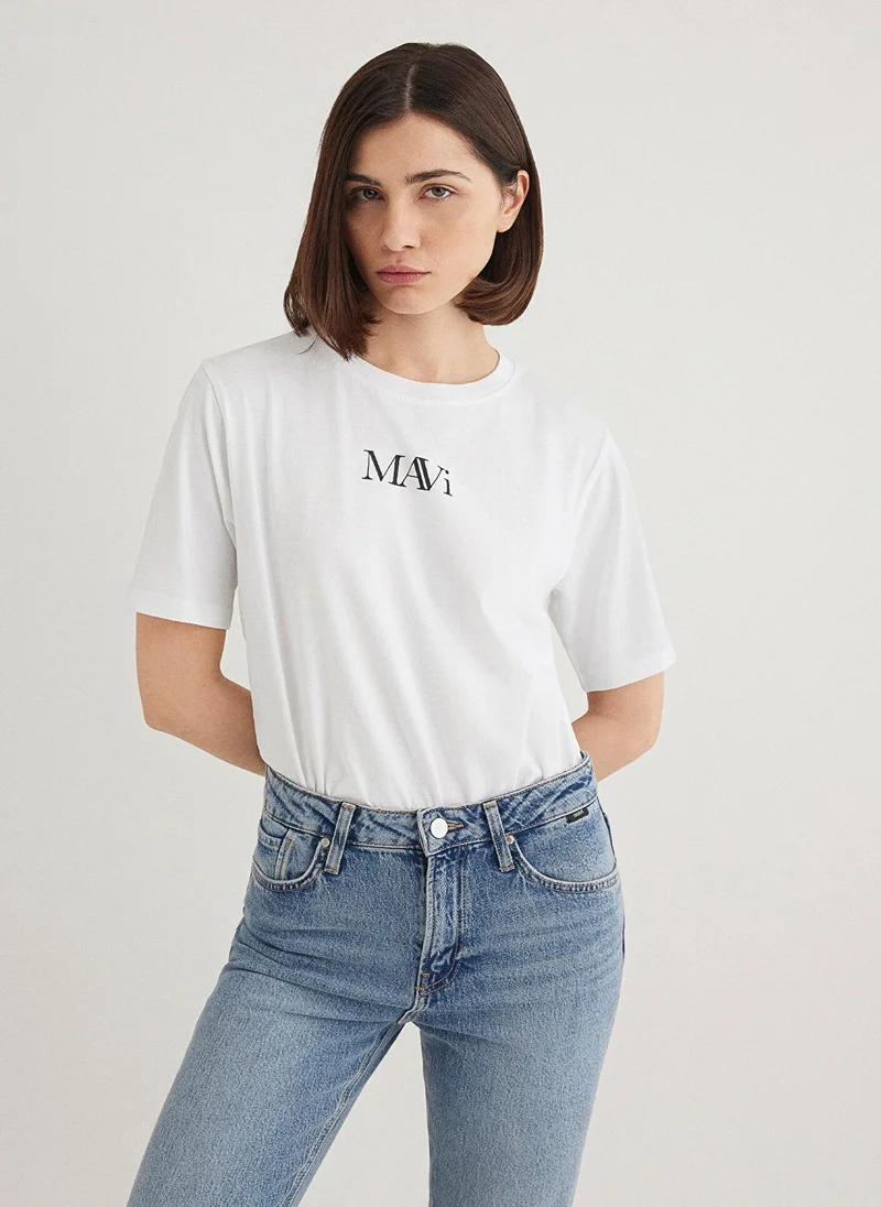مافي Mavi Logo Printed White T-Shirt