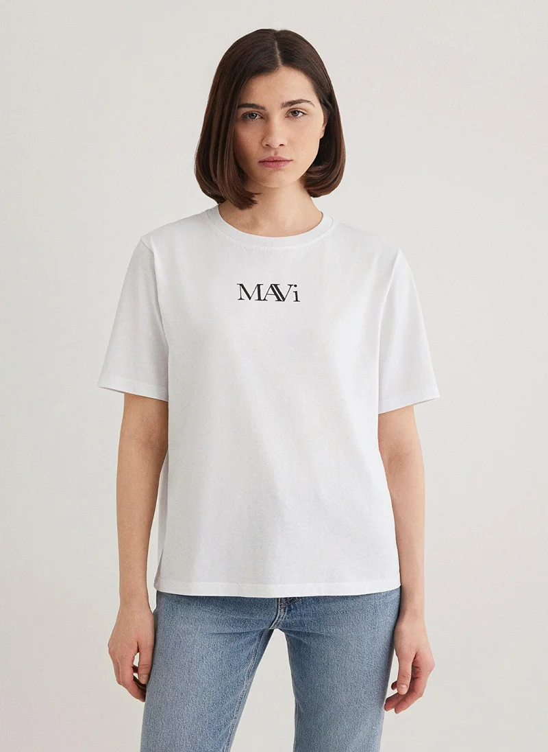 مافي Mavi Logo Printed White T-Shirt