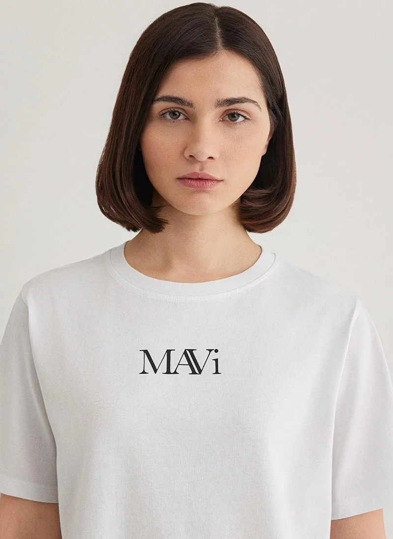 مافي Mavi Logo Printed White T-Shirt