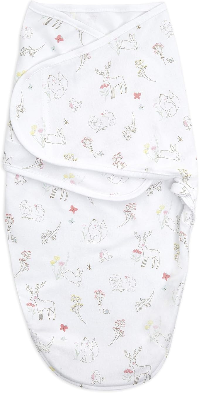 aden + anais Essentials Easy Swaddle Wrap Quick Change with Bottom Zipper, Snug Cotton Knit Baby Wrap Swaddle Blanket for Newborns, TOG 1.0, 3-Pack, Fairy Tale Flowers, 0-3 Months, Small/Medium - Image 4
