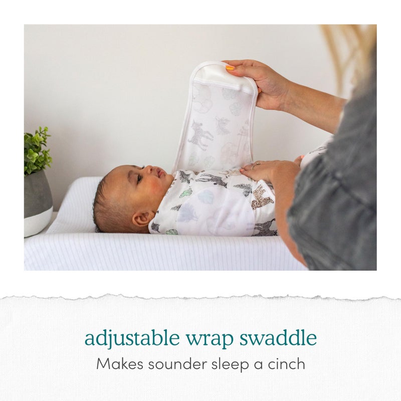 aden + anais Essentials Easy Swaddle Wrap Quick Change with Bottom Zipper, Snug Cotton Knit Baby Wrap Swaddle Blanket for Newborns, TOG 1.0, 3-Pack, Fairy Tale Flowers, 0-3 Months, Small/Medium - Image 3