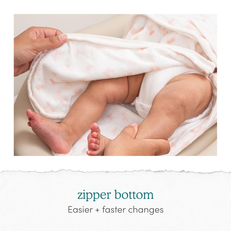 aden + anais Essentials Easy Swaddle Wrap Quick Change with Bottom Zipper, Snug Cotton Knit Baby Wrap Swaddle Blanket for Newborns, TOG 1.0, 3-Pack, Fairy Tale Flowers, 0-3 Months, Small/Medium - Image 5