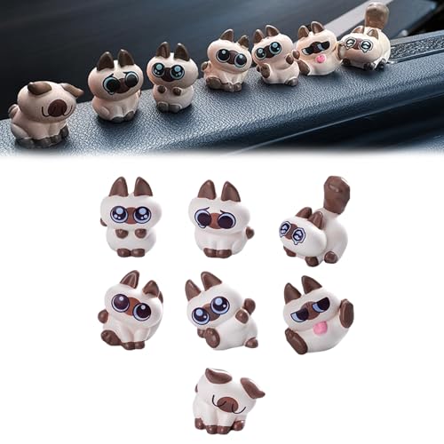 TSTESE 7PCS Siamese Car Cute Cat Decor Rearview Mirror Decorations Dashboard Truck Interior Charms Cartoon Ornaments Decorate Funny Pussy Figure Gifts RV Animals Decors Creative Universal Trim Accessories - Image 1