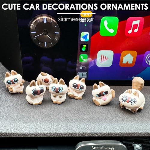 TSTESE 7PCS Siamese Car Cute Cat Decor Rearview Mirror Decorations Dashboard Truck Interior Charms Cartoon Ornaments Decorate Funny Pussy Figure Gifts RV Animals Decors Creative Universal Trim Accessories - Image 3