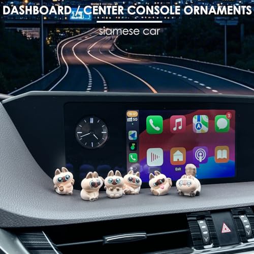 TSTESE 7PCS Siamese Car Cute Cat Decor Rearview Mirror Decorations Dashboard Truck Interior Charms Cartoon Ornaments Decorate Funny Pussy Figure Gifts RV Animals Decors Creative Universal Trim Accessories - Image 4