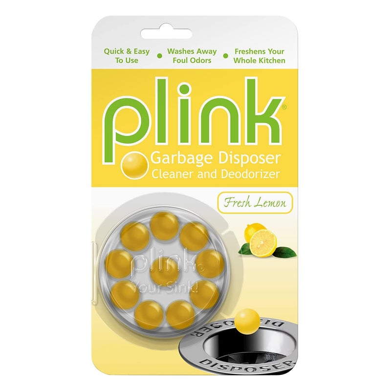 Plink Garbage Disposal Freshener & Cleaner, Washes Away Foul Odors, Lemon Scent, 10 Uses per Pack, 3-Pack - Image 1