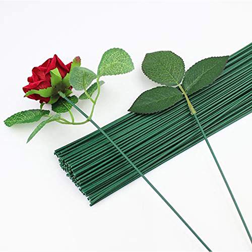 Yesallwas Floral Tape Stem Wrap 1/2 inch x 30 Yards 6 Rolls (2 shallow green, 4 deep green) with 50Pieces Dark Green Stem Wire Floral Wire 9.8 inch - Image 2
