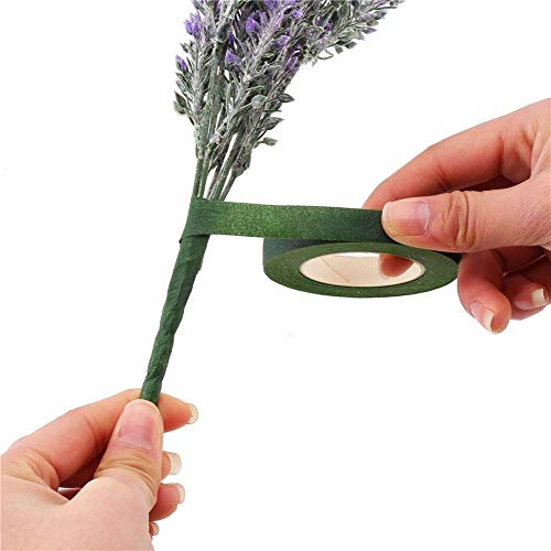 Yesallwas Floral Tape Stem Wrap 1/2 inch x 30 Yards 6 Rolls (2 shallow green, 4 deep green) with 50Pieces Dark Green Stem Wire Floral Wire 9.8 inch - Image 4