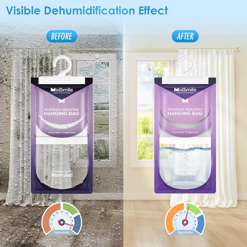 Moismile Moisture Absorbers Bag, Hanging Closet Dehumidifier Bags for Car, Bathrooms, Humidity Packs with Lavender Fragrance, 9.8OZ, 10 Pack - Image 2