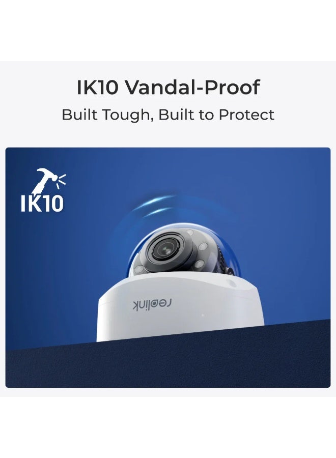 ريولينك كاميرا أمان IP 4K Ultra HD P437 – 8MP، زوم بصري 5X، مقاومة للتخريب IK10، رؤية ليلية ملونة، PoE، مراقبة خارجية، تنبيهات حركة ذكية، مقاومة للعوامل الجوية - Image 2