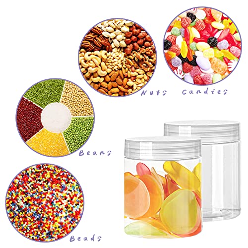 Panxxsen 20 Pack 4oz Clear Plastic Jars with Lids,115ml Wide-Mouth Refillable Storage Containers,Empty Round Containers for Candy,Beads,Lotion,Slime Making and Food Storage - Image 4