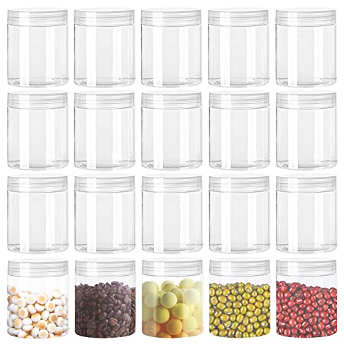 Panxxsen 20 Pack 4oz Clear Plastic Jars with Lids,115ml Wide-Mouth Refillable Storage Containers,Empty Round Containers for Candy,Beads,Lotion,Slime Making and Food Storage - Image 1