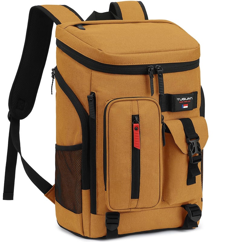 TUGUAN Cooler Backpack 36 Cans Insulated Leak Proof Lightweight Lunch Backpack for Men Work Portable Travel Thermal Bag Compartment Camping Hiking Beach Pincnic Cooler for Women, Brown - Image 1