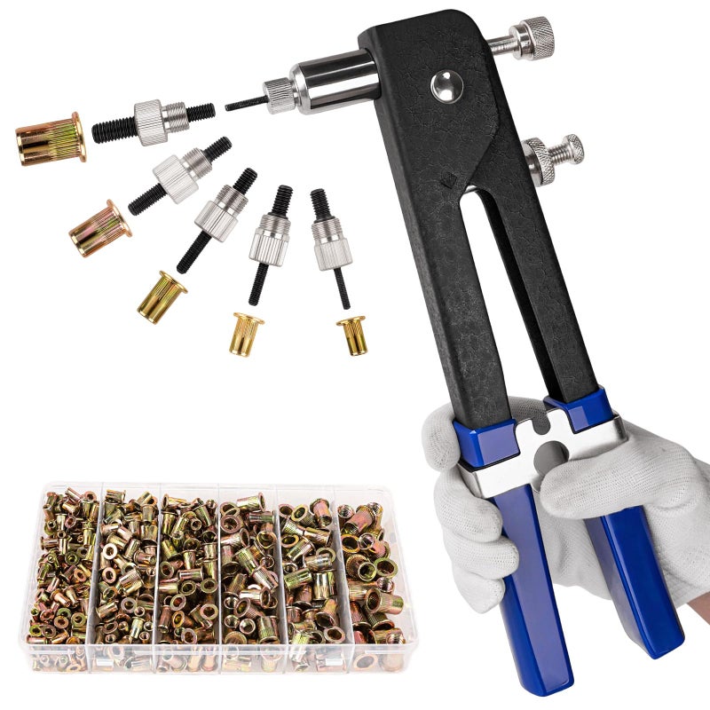 YINGKESI 430Pcs Rivet Nut Tool Kit, Metric Rivnuts Assortment Kit (M8/M6/M5/M4/M3), Rivnut Tool Kit with Rivet Nut Gun for Decoration, Furniture and Industrial Applications - Image 1