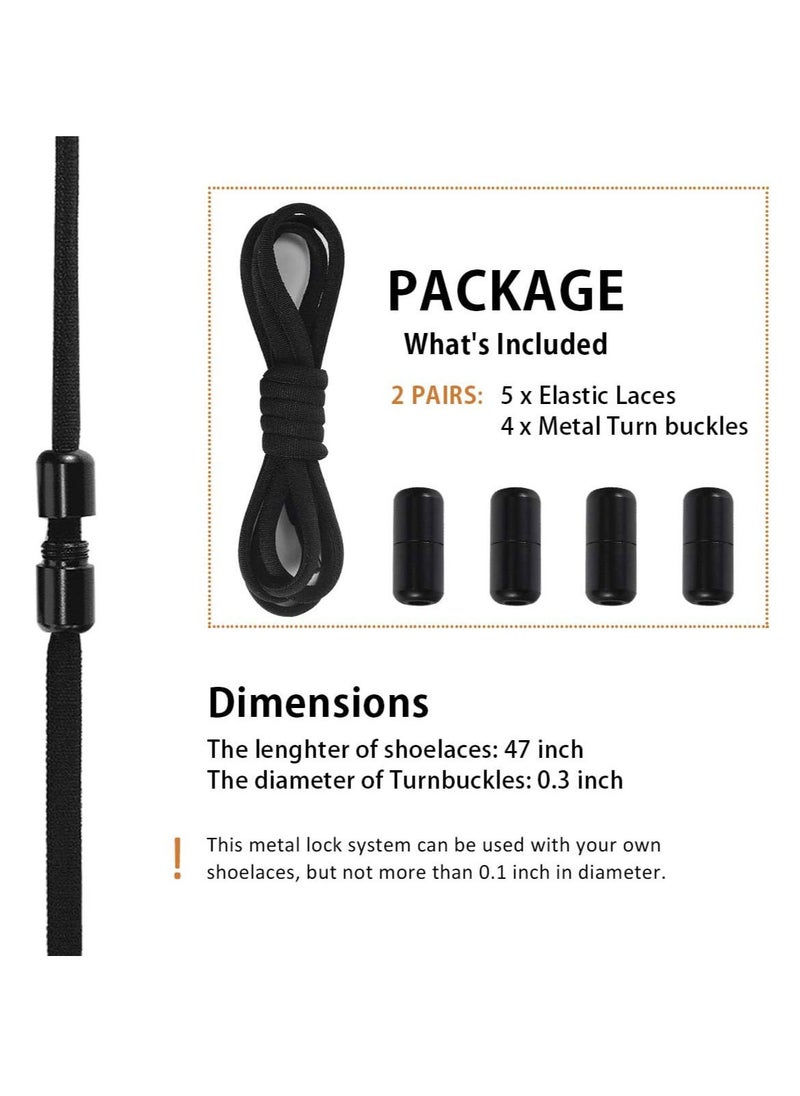 Generic - 2 Pairs Elastic No Tie Shoe Laces For Adults Kids Elderly Elastic Shoe Laces Black - Image 1