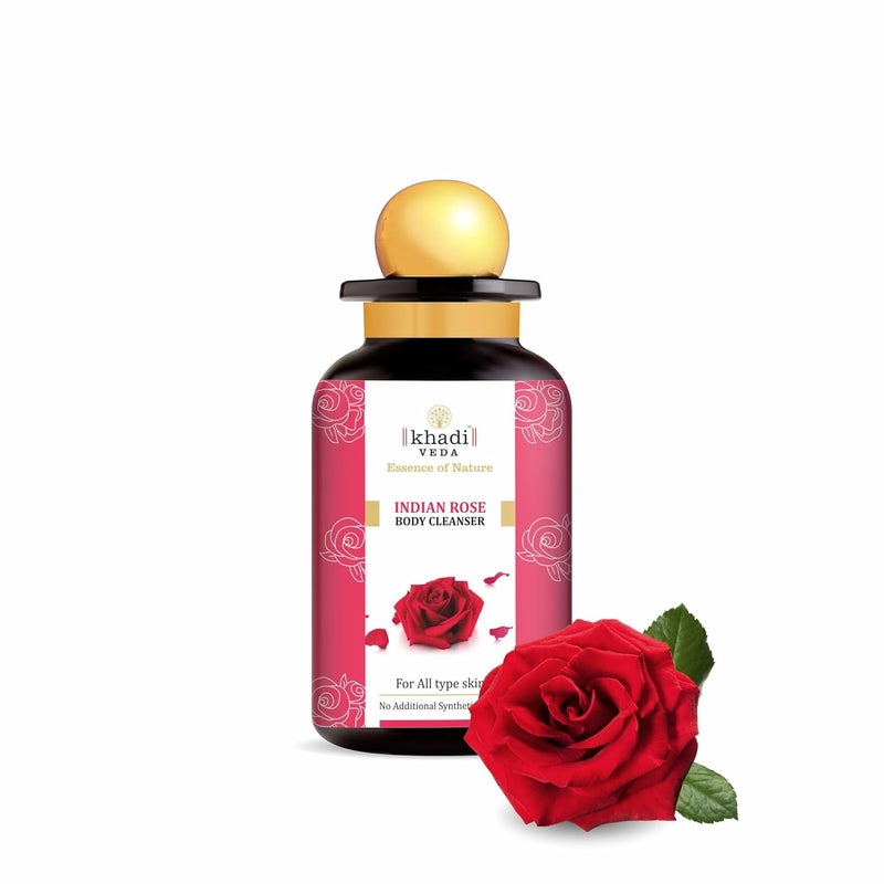 Khadi Veda Indian Rose Body Cleanser 300ml Bottle Helps in Skin Cleansing and HydrationDelicate Fragrance Suitable for Unisex - Image 1