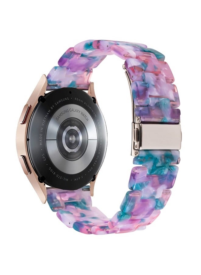 Bands Compatible with Samsung Galaxy Watch 6/6 Classic / 5/5 Pro/Galaxy Watch 4/4 Classic / 3 41mm / Active 2, 20mm Colorful Resin Replacement Strap for Women Men(Fluorescent violet)