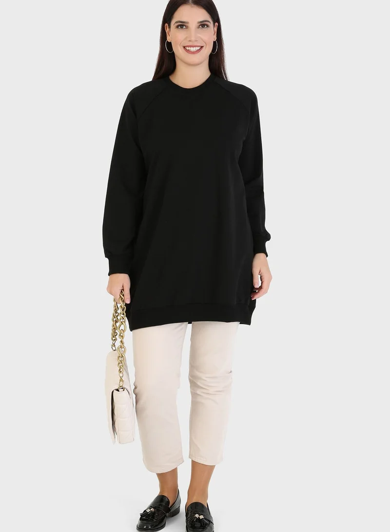 Refka by modanisa Crew Neck Oversized Sweatshirt
