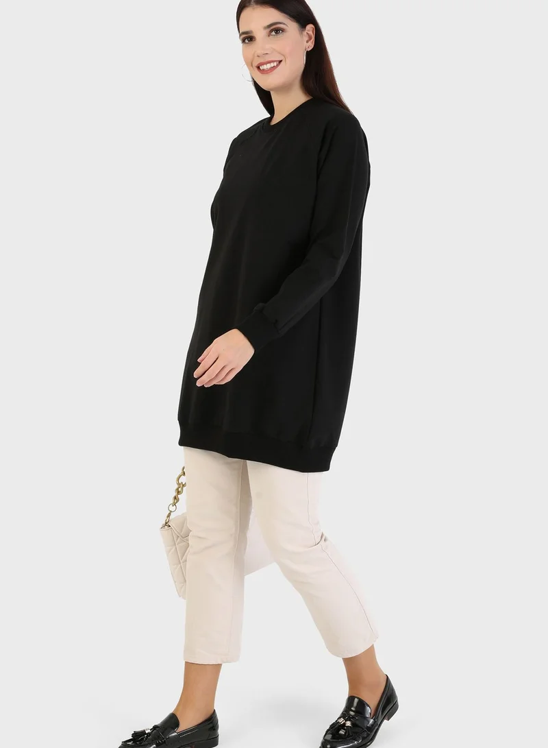 Refka by modanisa Crew Neck Oversized Sweatshirt
