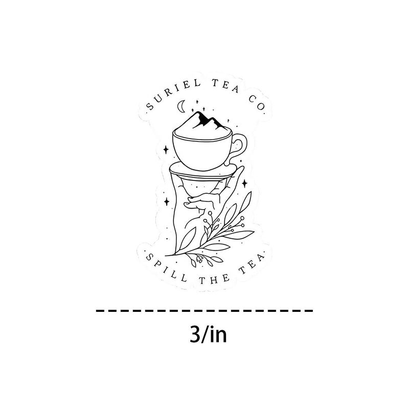 ملصق كوب شاي جبلي متعدد الألوان 3 بوصة "Spill The Tea"، مقاوم للخدش، ذو التصاق قوي، ملصق لأجهزة الكمبيوتر المحمولة وزجاجات المياه. - Image 5