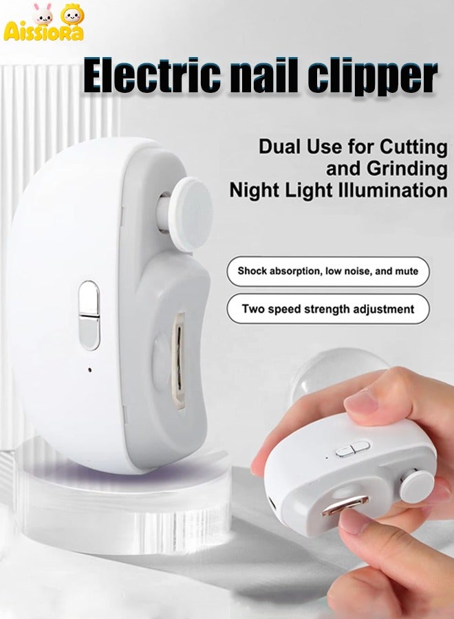 Aissiora Electric Nail Clippers, 2-in-1 Electric Polishing Automatic Nail Clippers Pro with Light Trimmer Nail Cutter Manicure for Baby Elderly Care Tools, elecctric nail trimmer - Image 1
