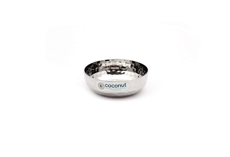 Coconut coconut Stainless Steel Combo C10 Hammred Apple BowlVati H3 Hammered Halwa PlateDesert Bowls and Serving Plates Pack of 12 6 Pc Each - Image 5
