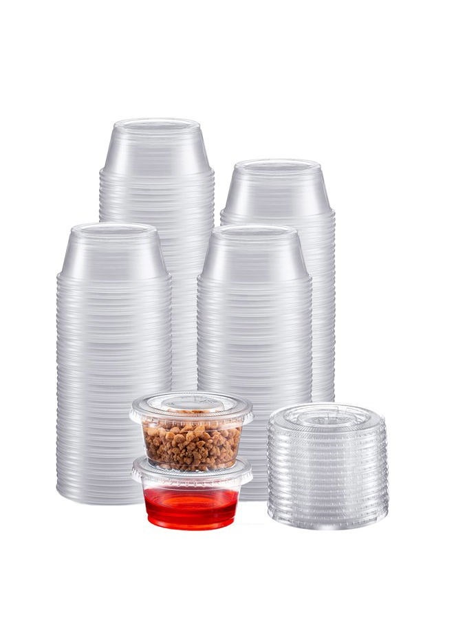 Zeml Portion Cups with Lids (3.25 Ounces, 200 Pack) | Disposable Plastic Cups for Meal Prep, Portion Control, Salad Dressing, & Medicine | Small Plastic Condiment Container - Image 1