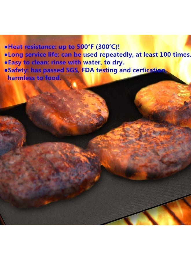 6 Pack Non-Stick BBQ Grill Mats, Reusable Heat Resistant Oven Liners, Cuttable Teflon Sheets for Gas Charcoal Grill Oven Outdoor Cooking (Black) - Image 2