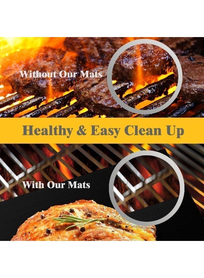 6 Pack Non-Stick BBQ Grill Mats, Reusable Heat Resistant Oven Liners, Cuttable Teflon Sheets for Gas Charcoal Grill Oven Outdoor Cooking (Black) - Image 5