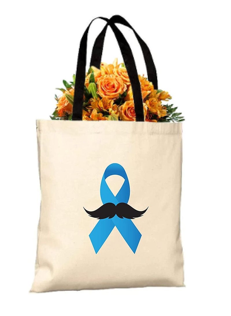 Generic - Movember Cotton Jute Bag With Black Handle Bag For Movember,Mobro,Mens Health Awareness For Fundraising Awareness Campaigns - Image 1