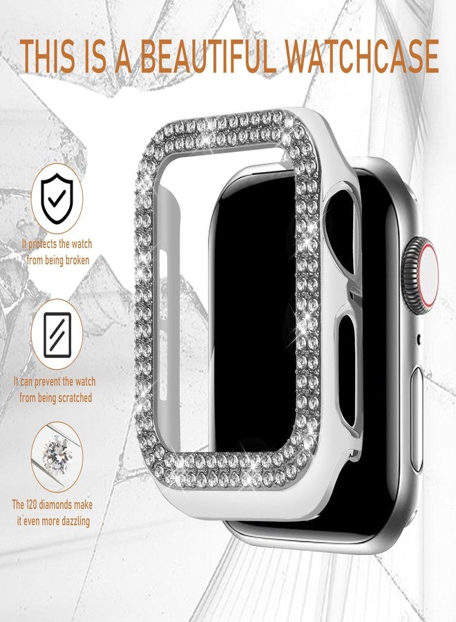 VIQIV for Bling Apple Watch Bands Women 40mm Series 6 5 4 SE, Upgraded Starlight Stretchy Cute Bracelet with Bling Cover for iWatch Band, Dressy Diamond Rhinestone Stainless Steel Metal Wristbands - Image 3