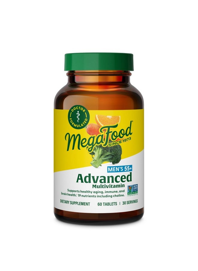 MegaFood Men's 55+ Advanced Multivitamin for Men - Doctor-Formulated -Choline, Vitamin D, Vitamin B12 - Plus Real Food - Brain Health Supplement for Adults & Immune Support - 120 Tabs (60 Servings) - Image 1