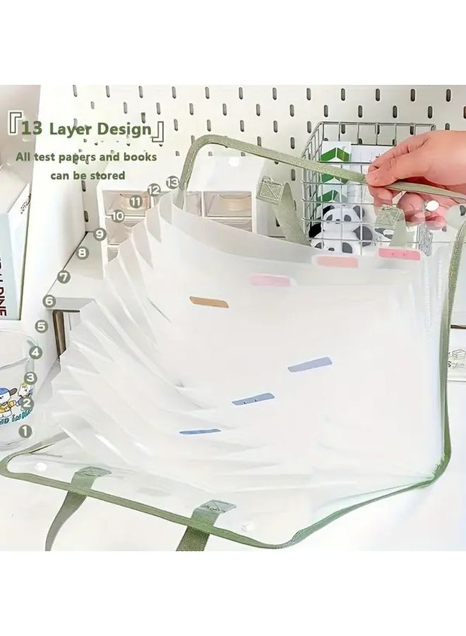 Blue Expandable Document Organizer A4 Waterproof 13 Pocket File Bag for Office - Image 4