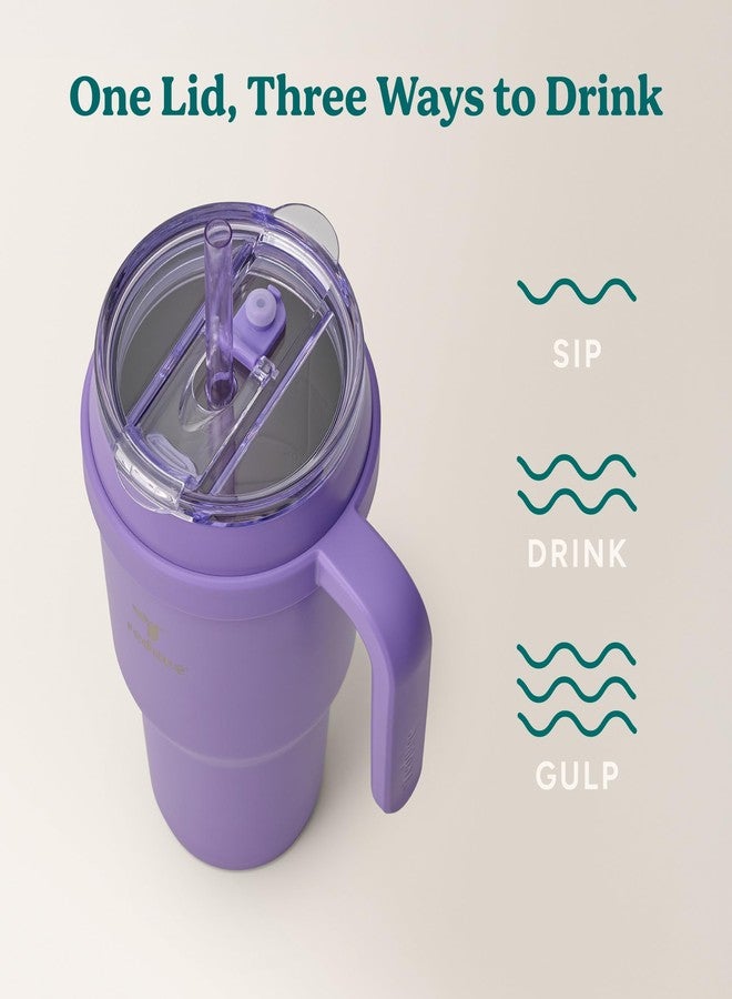 Reduce 40 oz Stainless Steel Tumbler with Handle - Dual-Wall Vacuum Insulated Travel Mug, Sweat-Proof Lid & Reusable Straw - Keeps Drinks Cold for 24 Hrs, Fits Cupholders, Dishwasher Safe-Purple Punch - Image 4