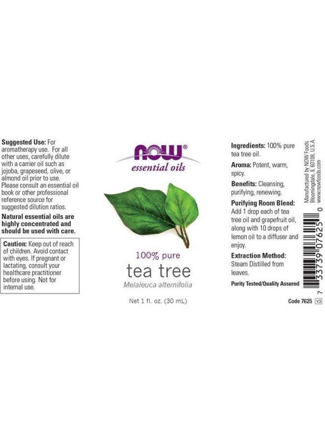 Now Foods 100% Pure Tea Tree Essential Oil Clear 30ml - Image 3