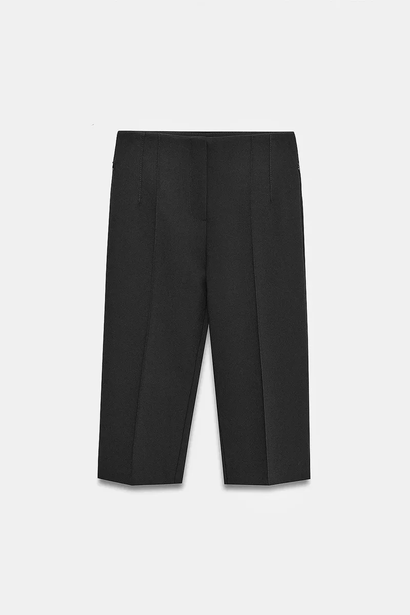 DILVIN High-waist Straight Capri Shorts With Slit