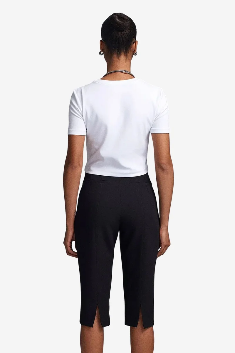 Dilvin Black DILVIN High-waist Straight Capri Shorts With Slit for Women | Best Price UAE