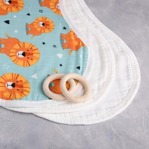 Anvi Baby طقم أنفي للأطفال من 3 قطع من قماش البامبو العضوي للترجيع والمريلة - ذو قلب أسد - Image 3
