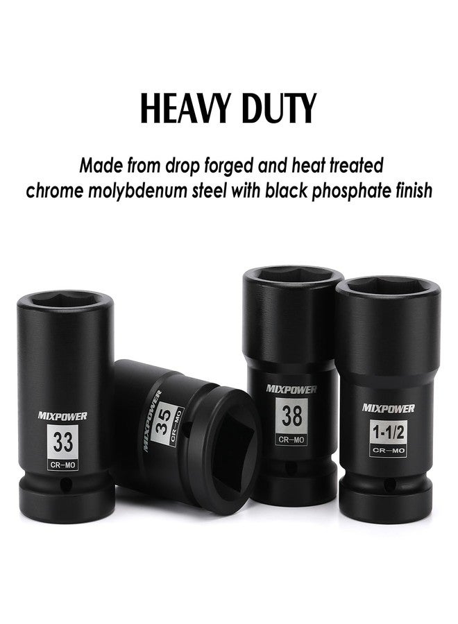 MIXPOWER 5PCS 1" Drive Truck Combination Budd Wheel Impact Socket Set, 33mm, 35mm x 17mm, 1-1/2" x 13/16", 38mm x 20mm, 41mm x 21mm - Image 2