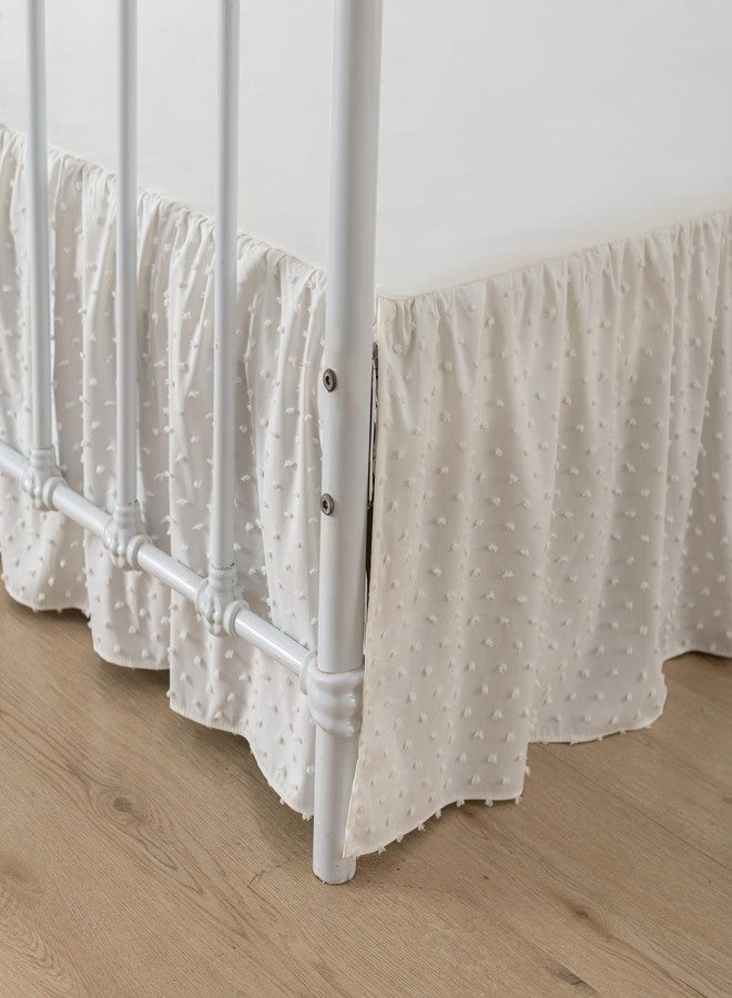 TSUTOMI Tufted Dot Bed Skirt Queen Size Ruffled Bed Skirt with Split Corners, 14 Inch Drop Dust Ruffle Bed Skirts with Platform, Ivory - Image 1