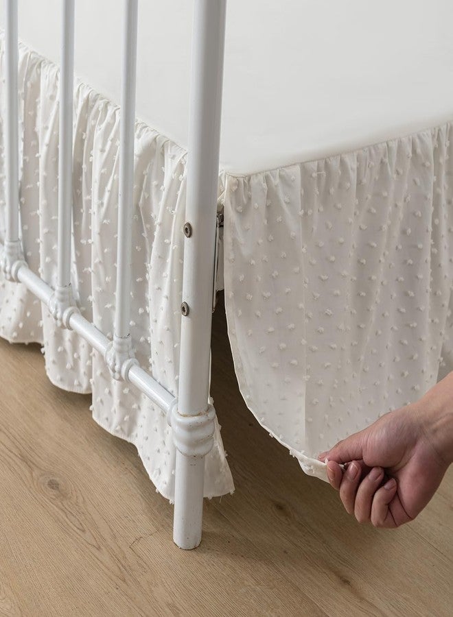 TSUTOMI Tufted Dot Bed Skirt Queen Size Ruffled Bed Skirt with Split Corners, 14 Inch Drop Dust Ruffle Bed Skirts with Platform, Ivory - Image 2