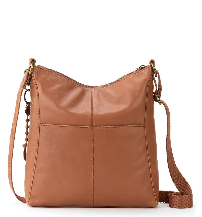 The Sak Lucia Crossbody Bag in Leather, Convertible Purse with Adjustable Strap, Tobacco Floral Embossed - Image 4