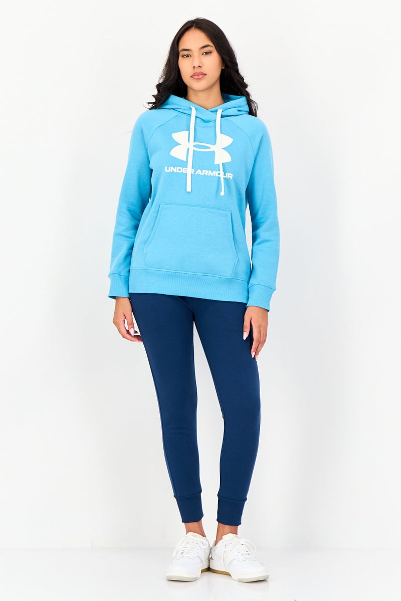 UNDER ARMOUR Women Loose Fit Long Sleeve Outdoor Hoodie, Blue - Image 4