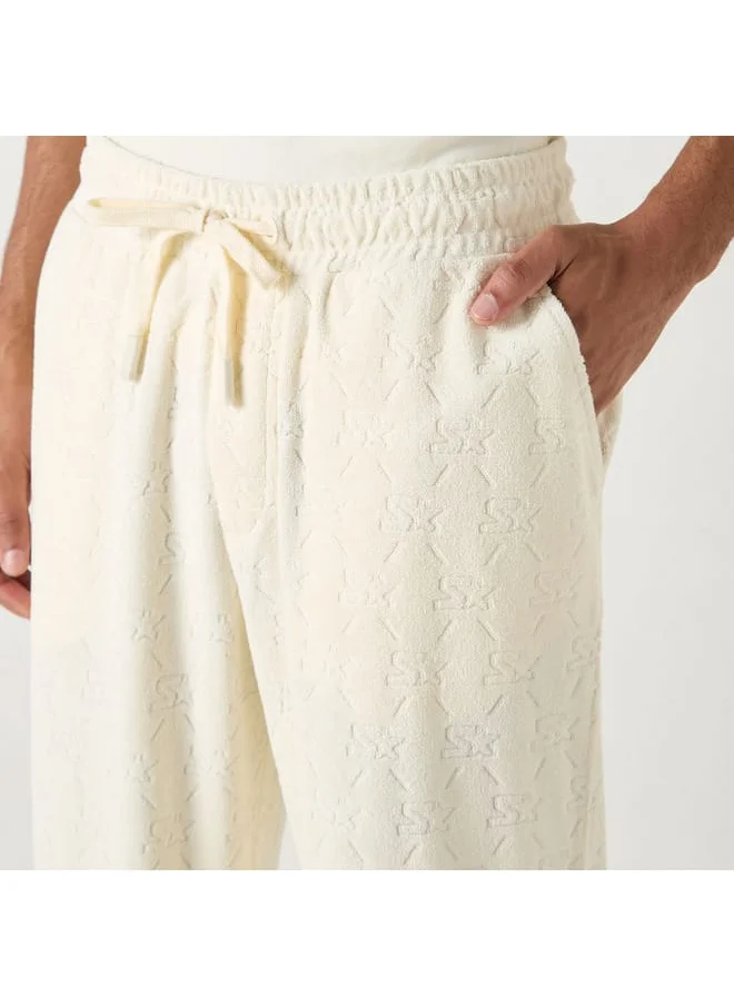 STARTER Starter All-Over Monogram Detail Track Pants with Drawstring Closure and Pockets