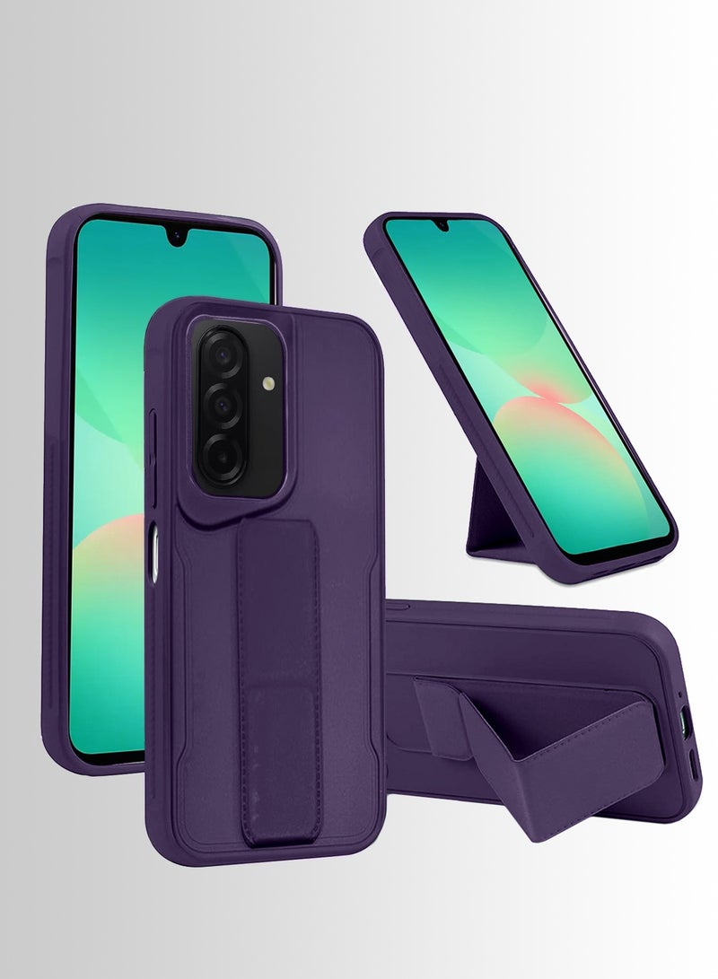 Wtech Samsung Galaxy A26 5G 2025 Hand Grip Foldable Magnetic Kickstand Wrist Strap Finger Grip With Built-In Iron Case Cover - Eggplant Purple - Image 1