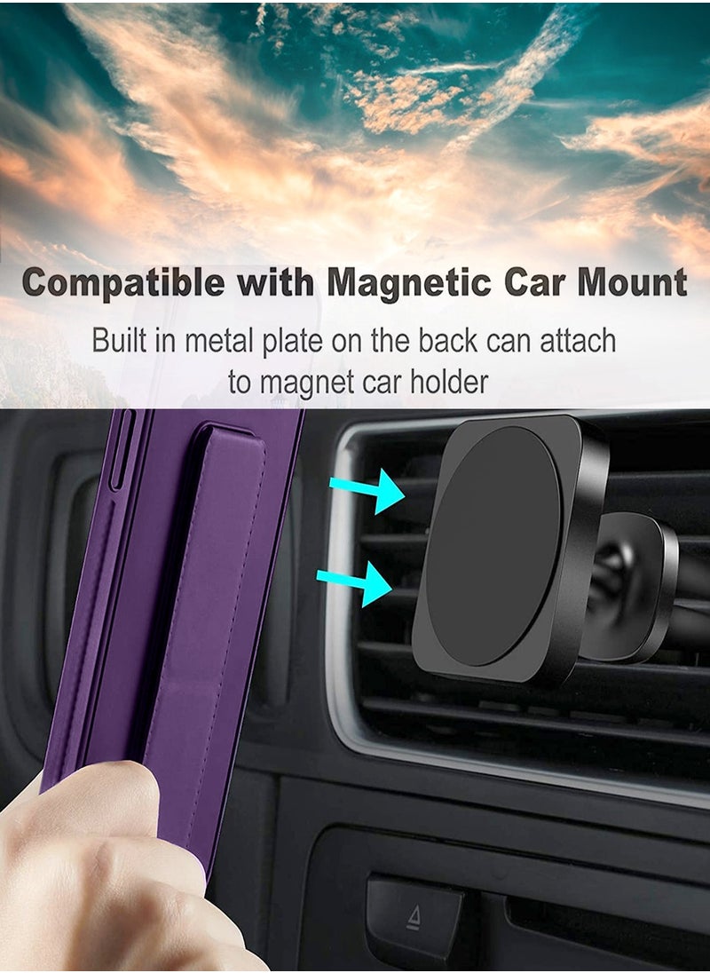 Wtech Samsung Galaxy A26 5G 2025 Hand Grip Foldable Magnetic Kickstand Wrist Strap Finger Grip With Built-In Iron Case Cover - Eggplant Purple  - Image 3