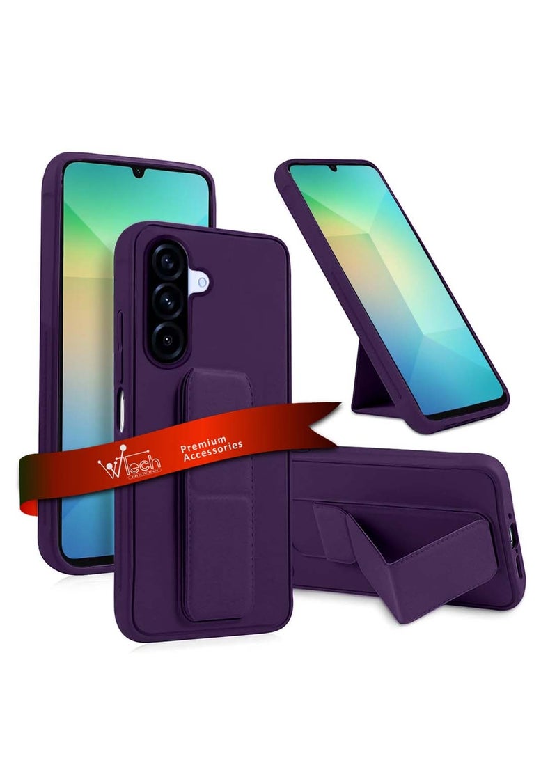 Wtech Samsung Galaxy A26 5G 2025 Hand Grip Foldable Magnetic Kickstand Wrist Strap Finger Grip With Built-In Iron Case Cover - Eggplant Purple  - Image 1
